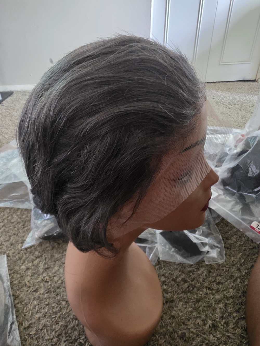 Short Gray Lace Front Wig - Natural Gray Women's Hair